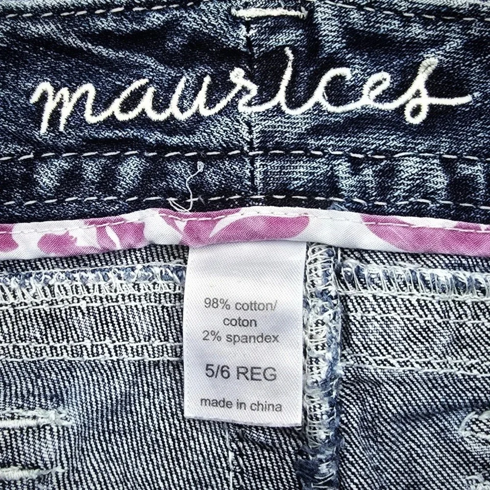 Maurices Womens Medium Wash Cropped Jeans Size 5/6 Heavy Stitching Y2K‎
